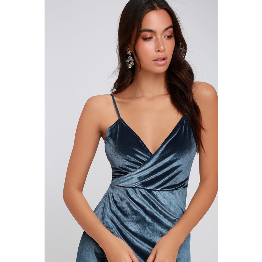 NWT Lulus Silky Velvet Bodycon Wrap Cocktail Dress - Picture 3 of 6
